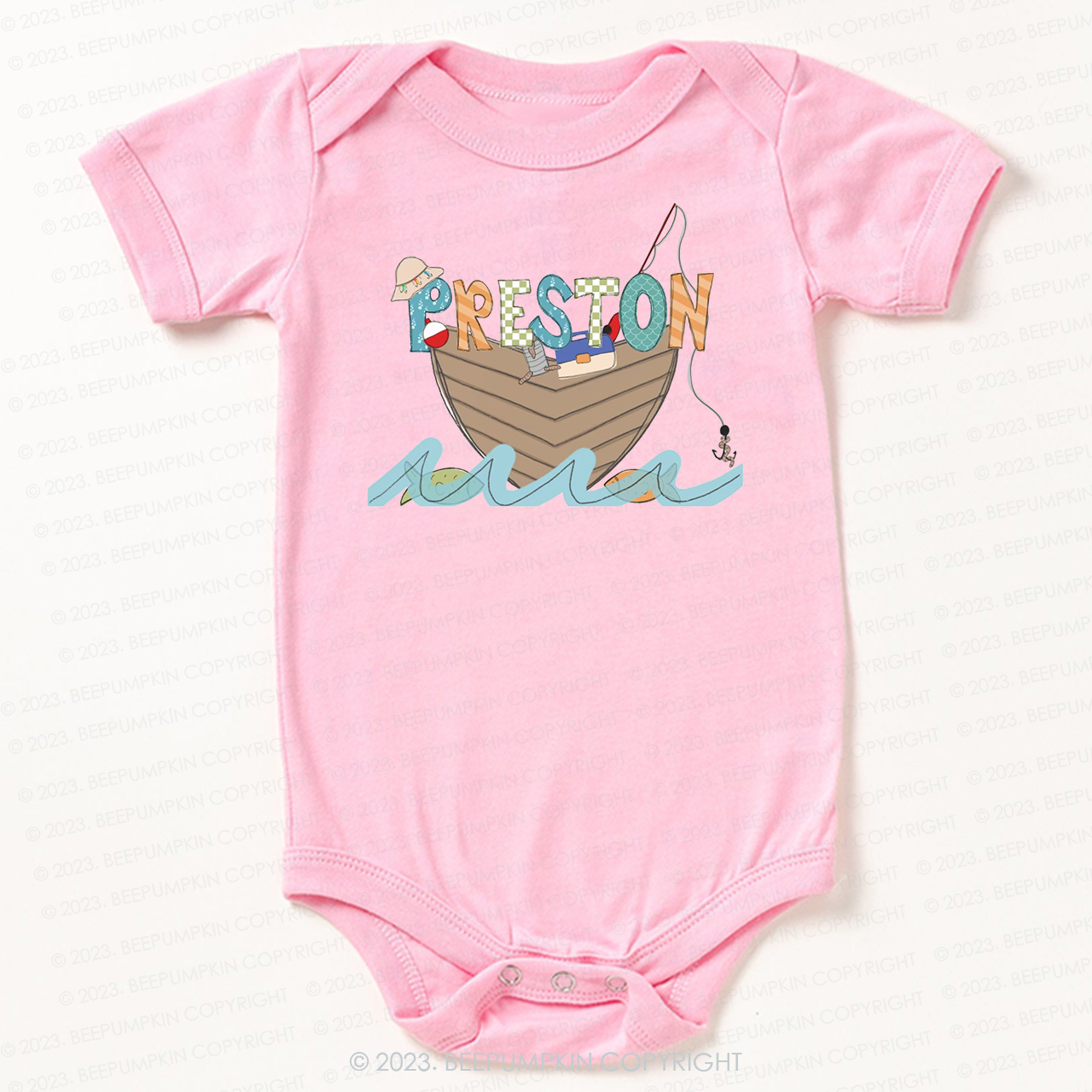 Boat Flowing Water Fishing Bodysuit For Baby