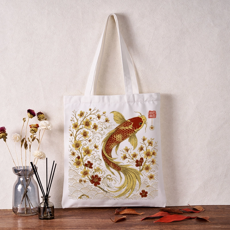 Tokyo-Tiger Vintage Sakura And Koi Tote Bag