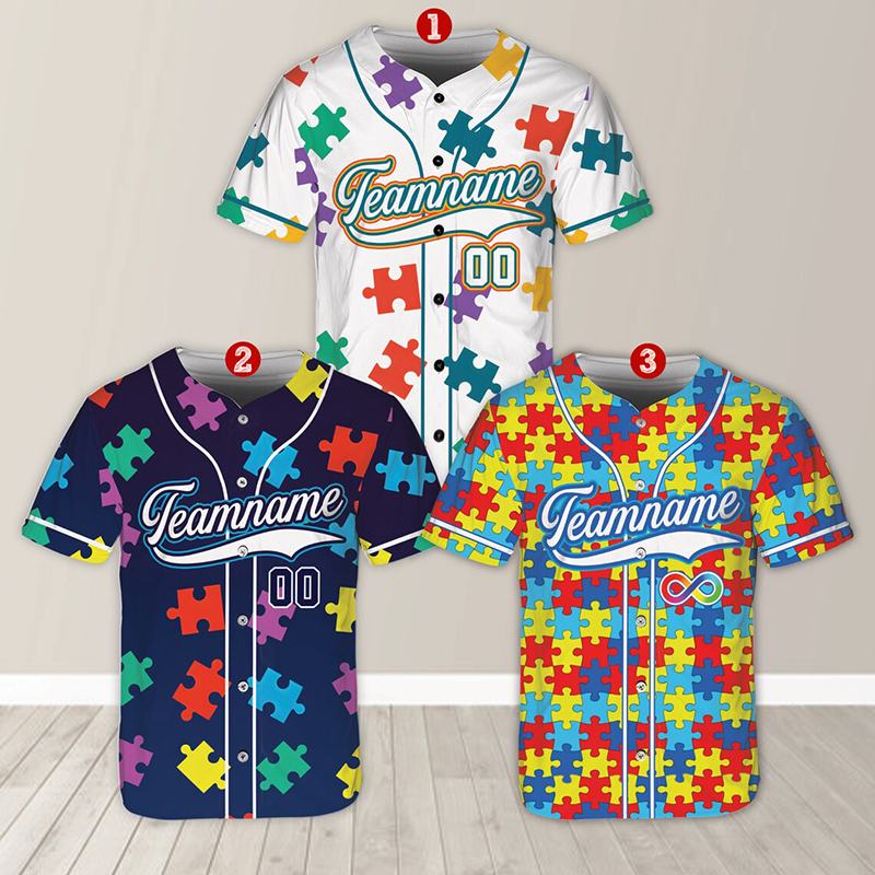 Personalized Autism Awareness Teacher Baseball Jersey