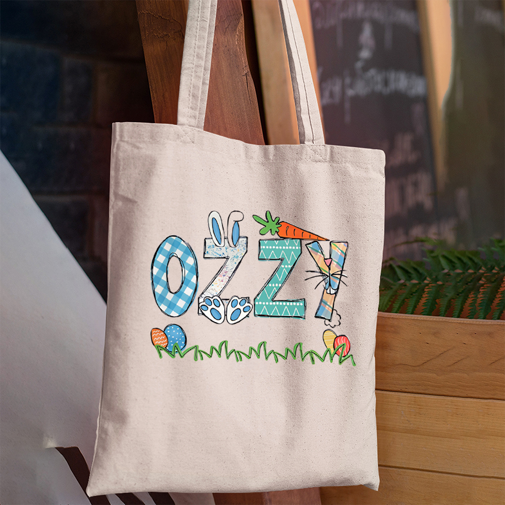 Personalized Alphabet Name Easter Bunny Tote Bag