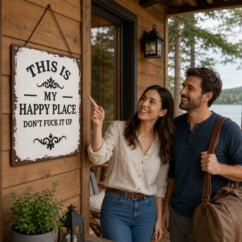 “This Is My Happy Place” Metal Wall Sign