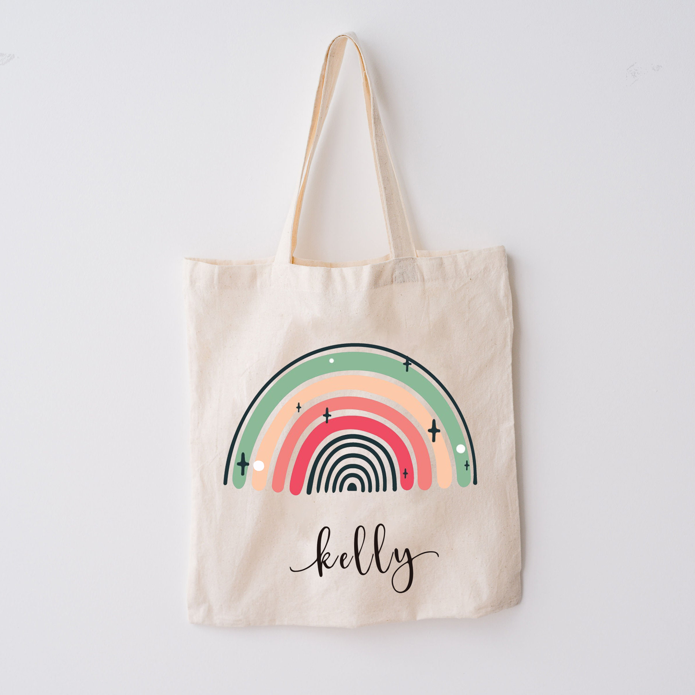 Personalized Colorful Kids Name School Tote Bag