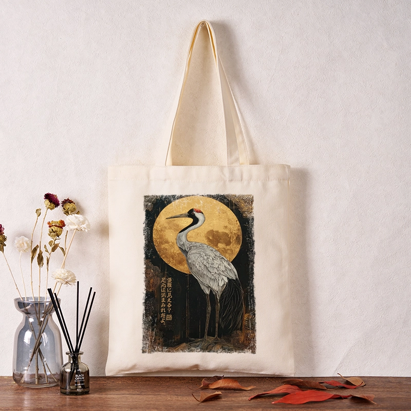 Tokyo-Tiger Vintage Japanese Crane Kanji Tote Bag
