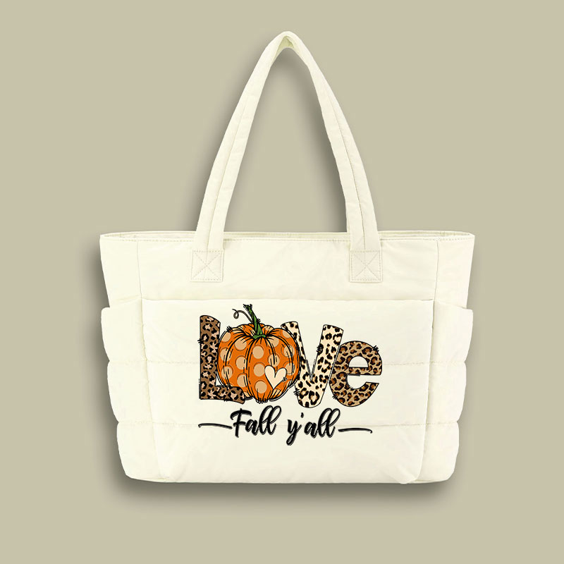 Love Fall You Are Teacher Puffy Tote Bag