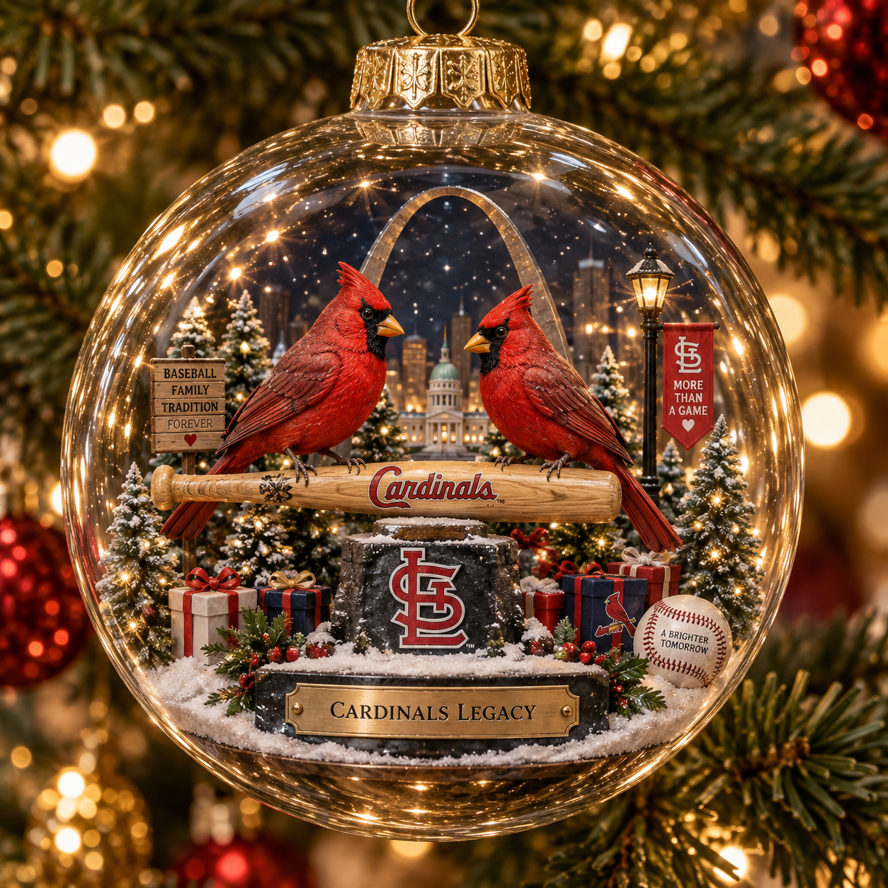 🎄 Go Cards — Light-Up Baseball Diorama Ornament