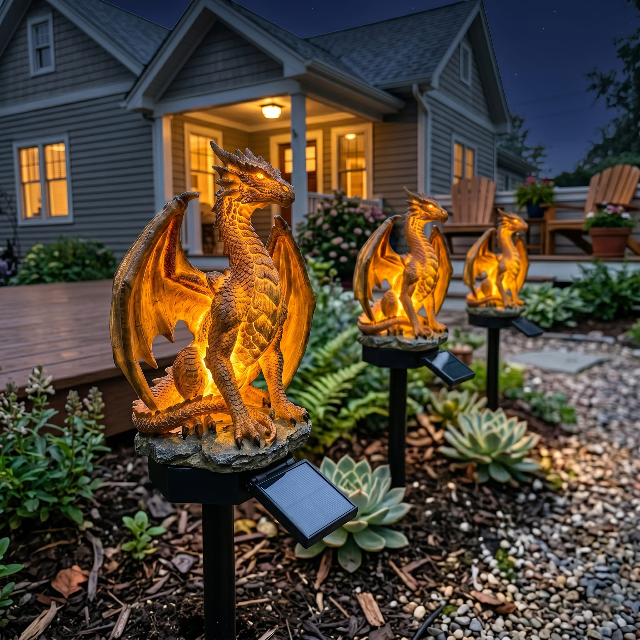 Epic Guardian Dragon Waterproof Solar Powered Garden Landscape Stake Light