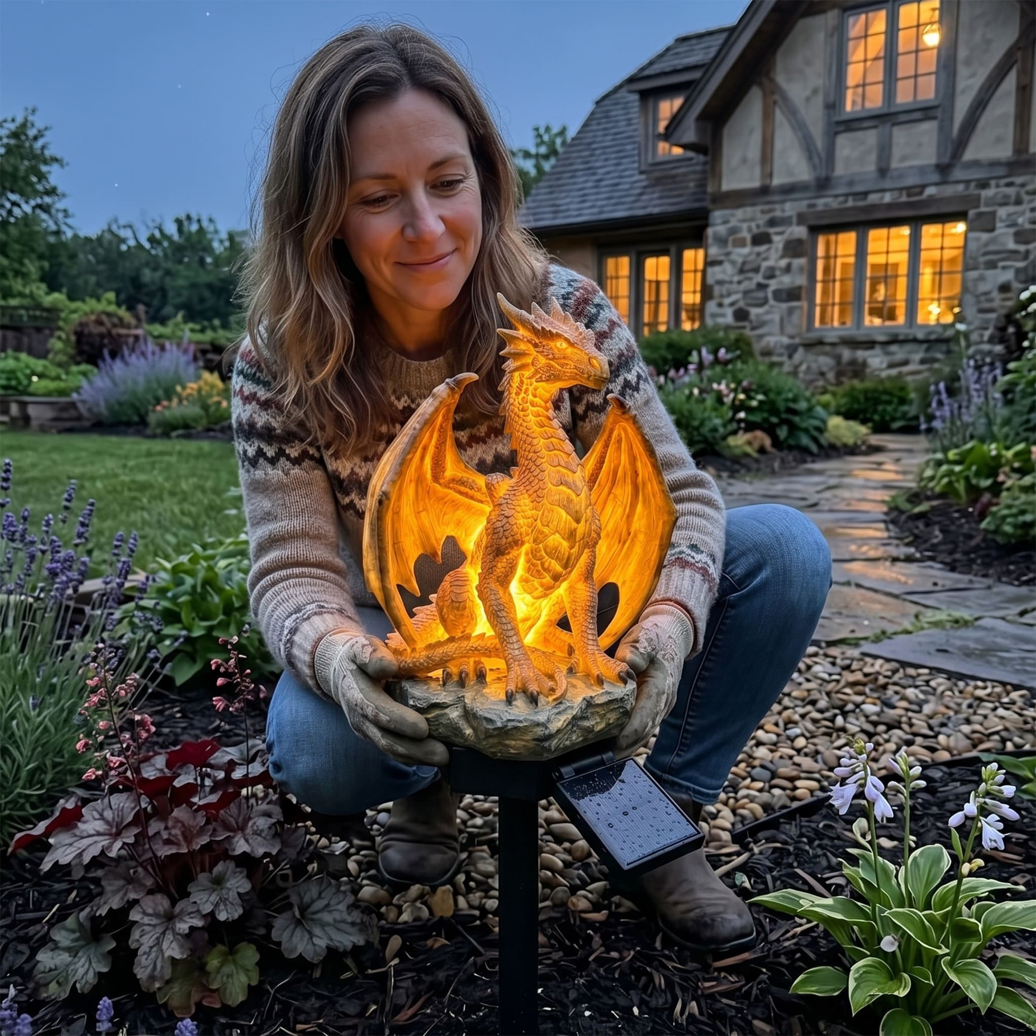 Epic Guardian Dragon Waterproof Solar Powered Garden Landscape Stake Light