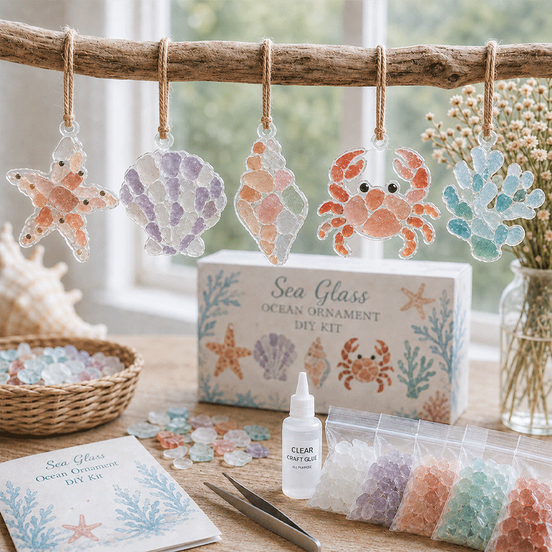 🌟 DIY Sea Glass Collage Kit 🎨🔮✨