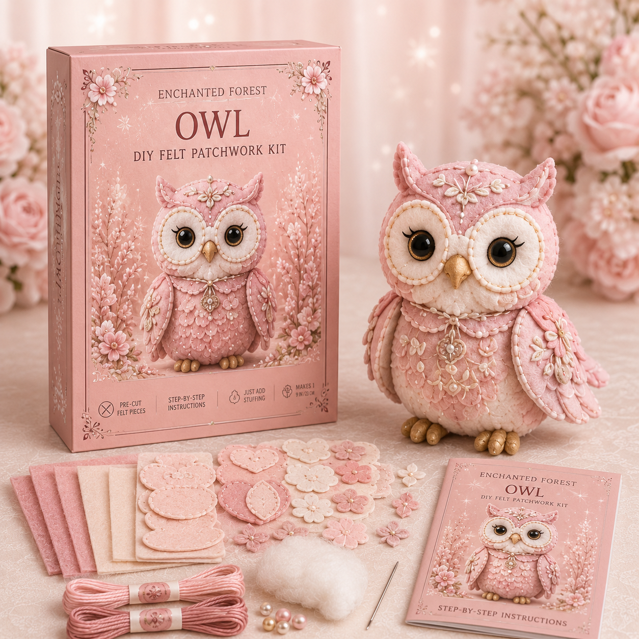 💗Pink Woodland Friends DIY Felt Sewing Kit – Make Your Own Cute Animal