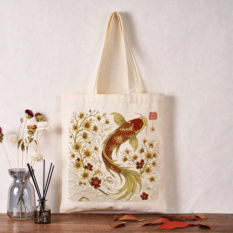 Tokyo-Tiger Vintage Sakura And Koi Tote Bag