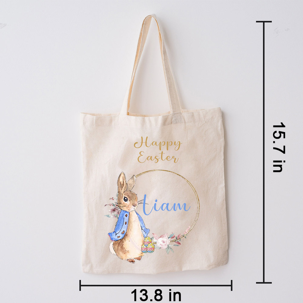 Personalized Name Happy Easter Bunny Tote Bag