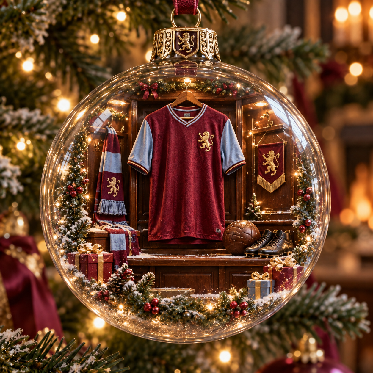 🎄 Pride & Tradition Light-Up Football Christmas Globe Ornament