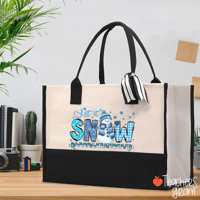 Let It Snow Cute Snowman Teacher Cotton Tote Bag