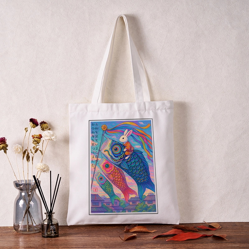 Tokyo-Tiger Ukiyoe Rabbit Ride Carp Streamer Poster Tote Bag