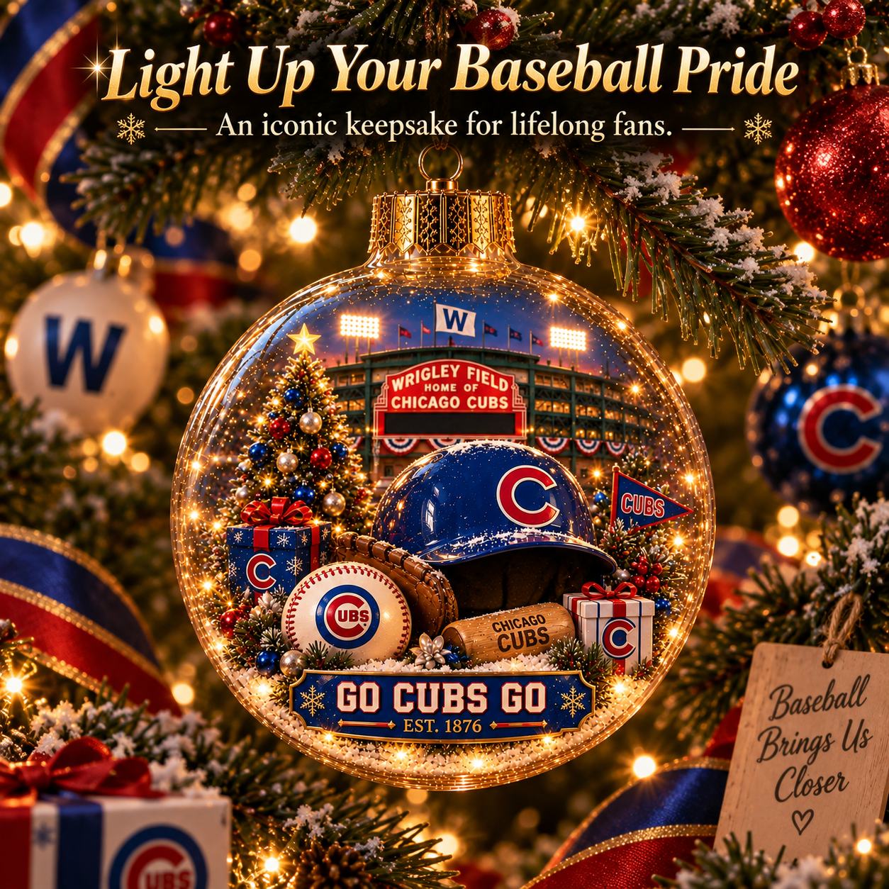 ⚾🎄 Bring the Ballpark Home — Light-Up Baseball Christmas Diorama Ornament