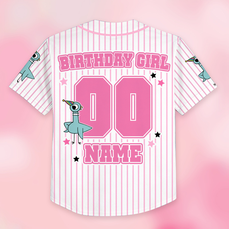 Personalized Pigeon Birthday Girl Or Boy Class Baseball Jersey