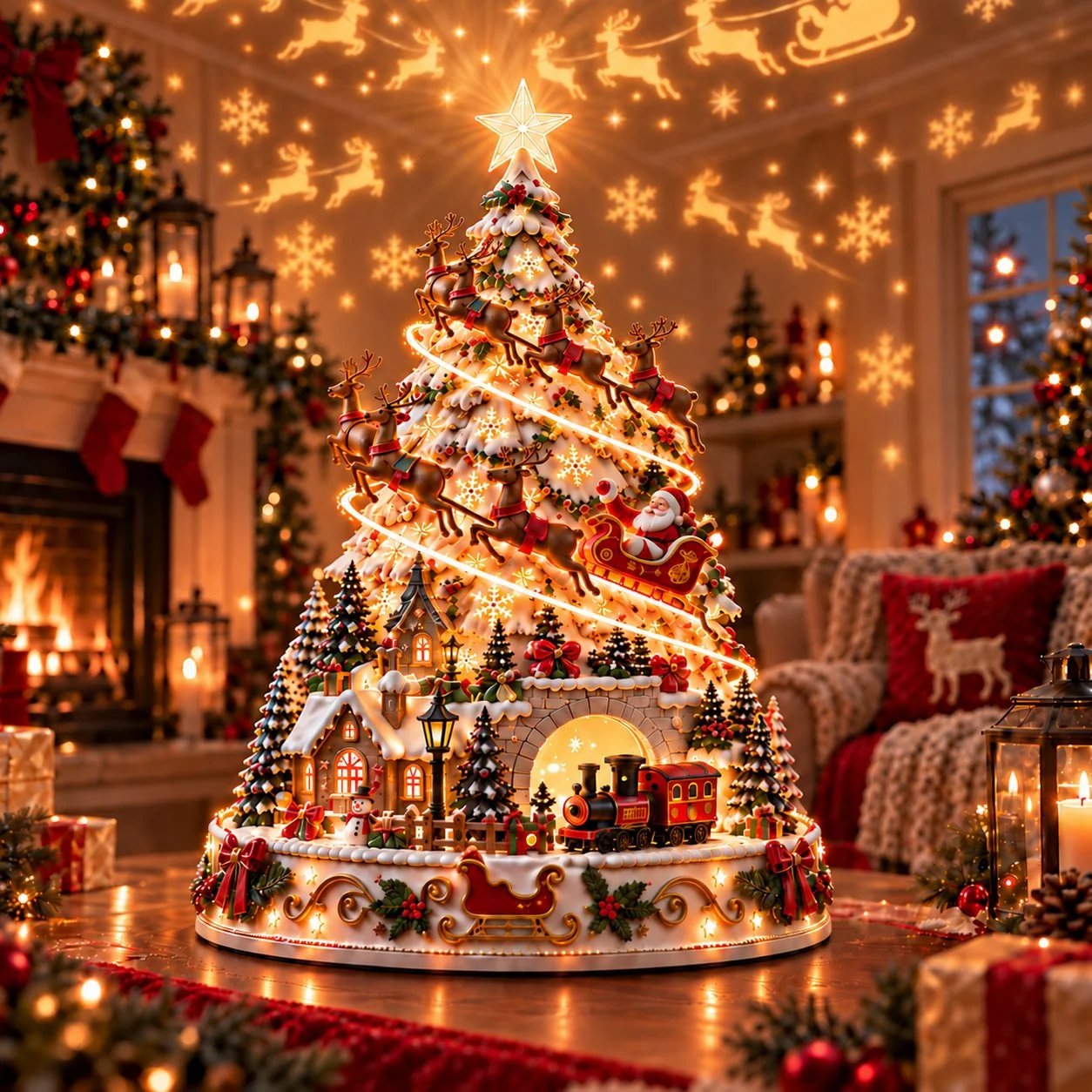 🤩49% OFF🎄Christmas Village Projection Centerpiece – BUY 2 FREE SHIPPING