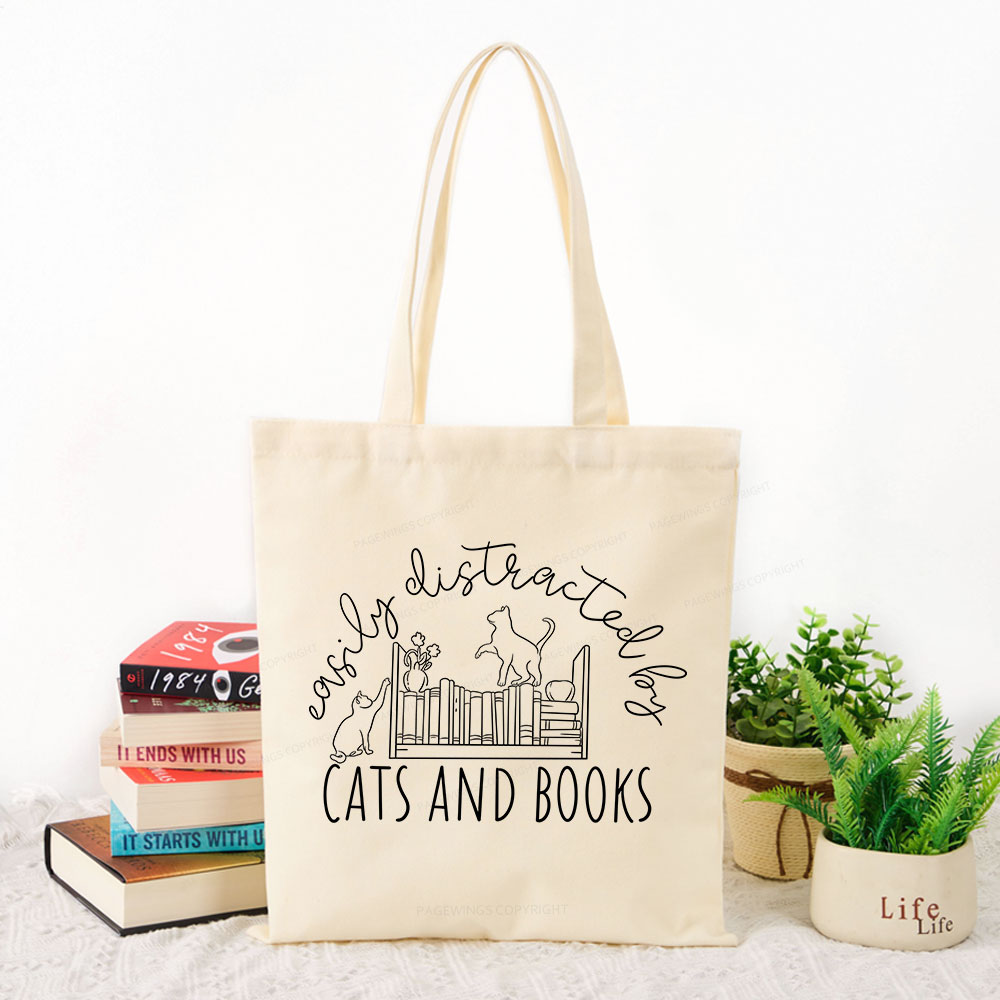 Pagewing Cute Cats And Books Tote Bag