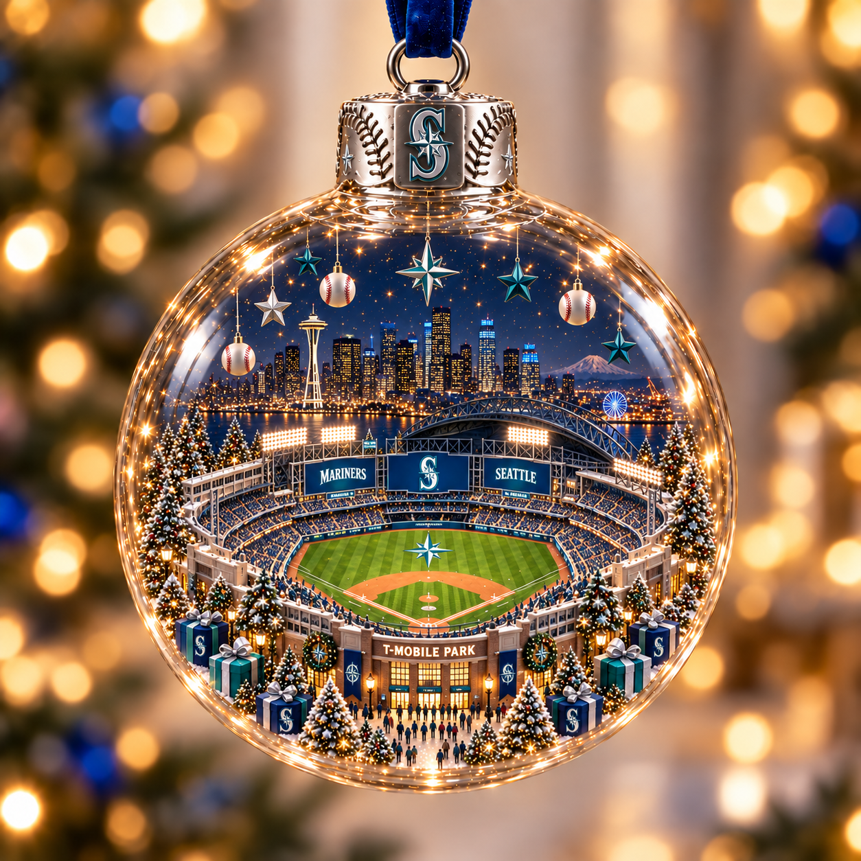 ⚾🎄 Light-Up Baseball Stadium Christmas Ornament