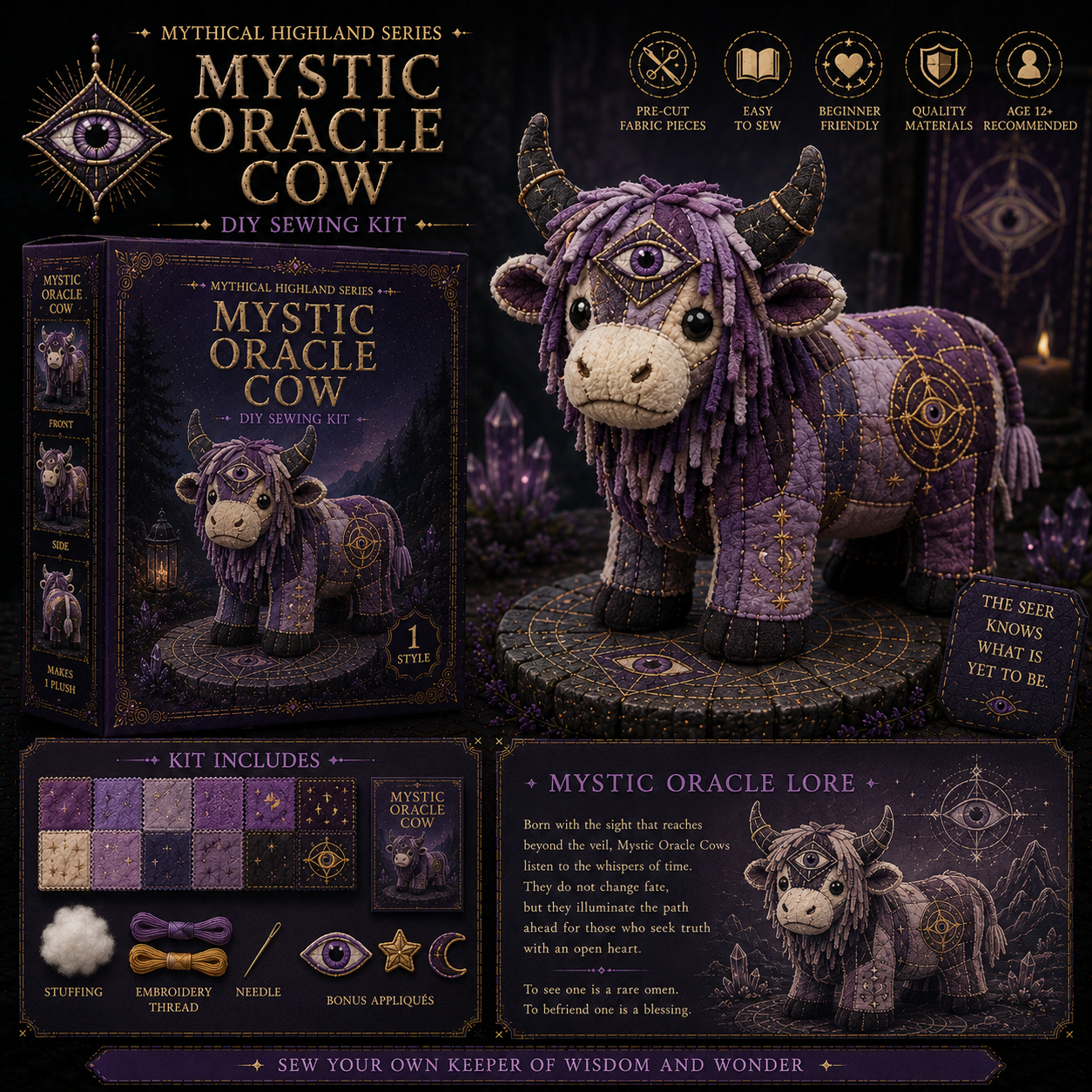 Mythical Highland Cow DIY Sewing Kit 🐮✨🔥New product launch🌙🔥