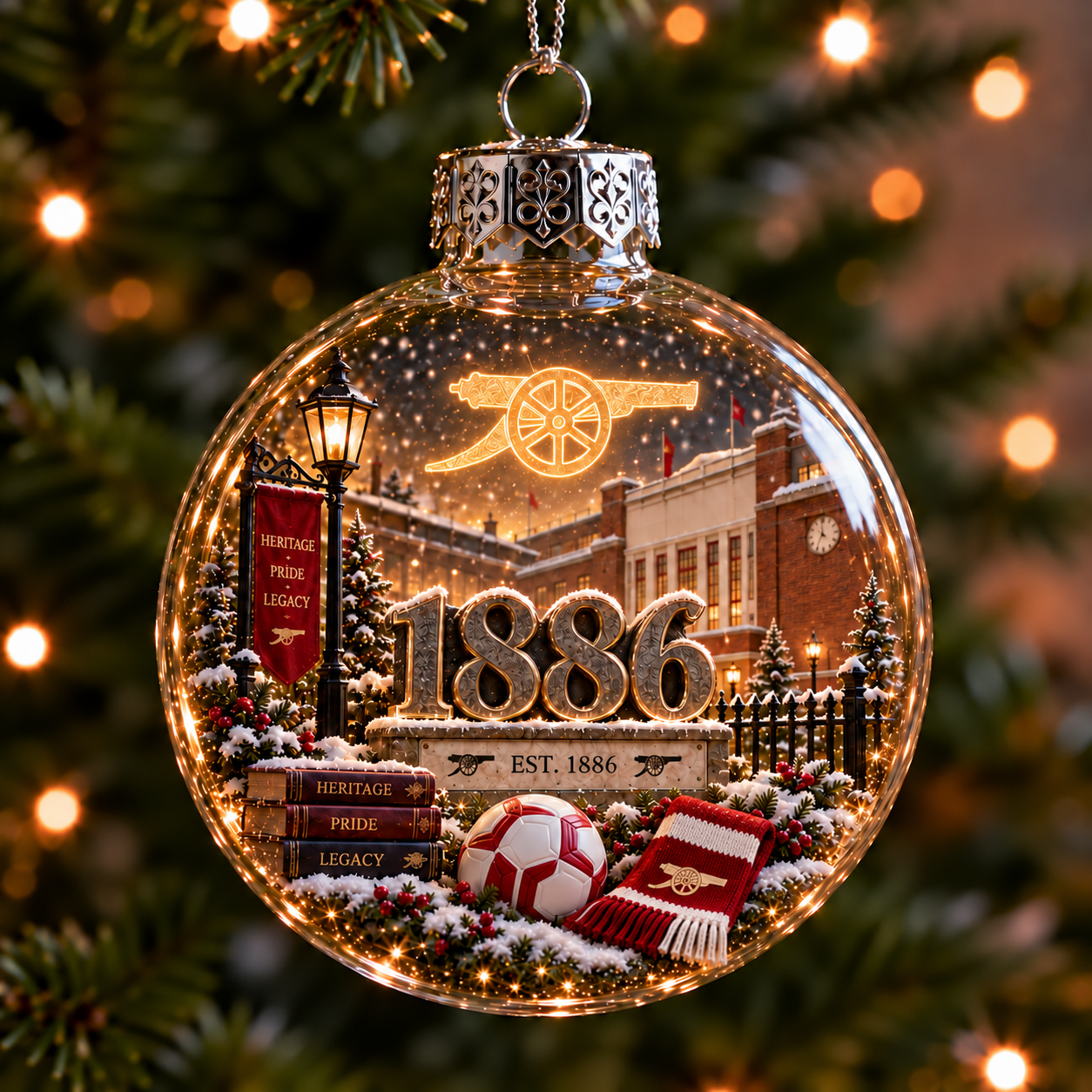 🎄 Victory Through Harmony Light-Up Football Christmas Globe Ornament