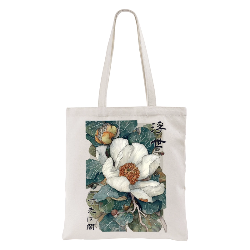Tokyo-Tiger Ukiyoe Magnolia Flower Poster Tote Bag