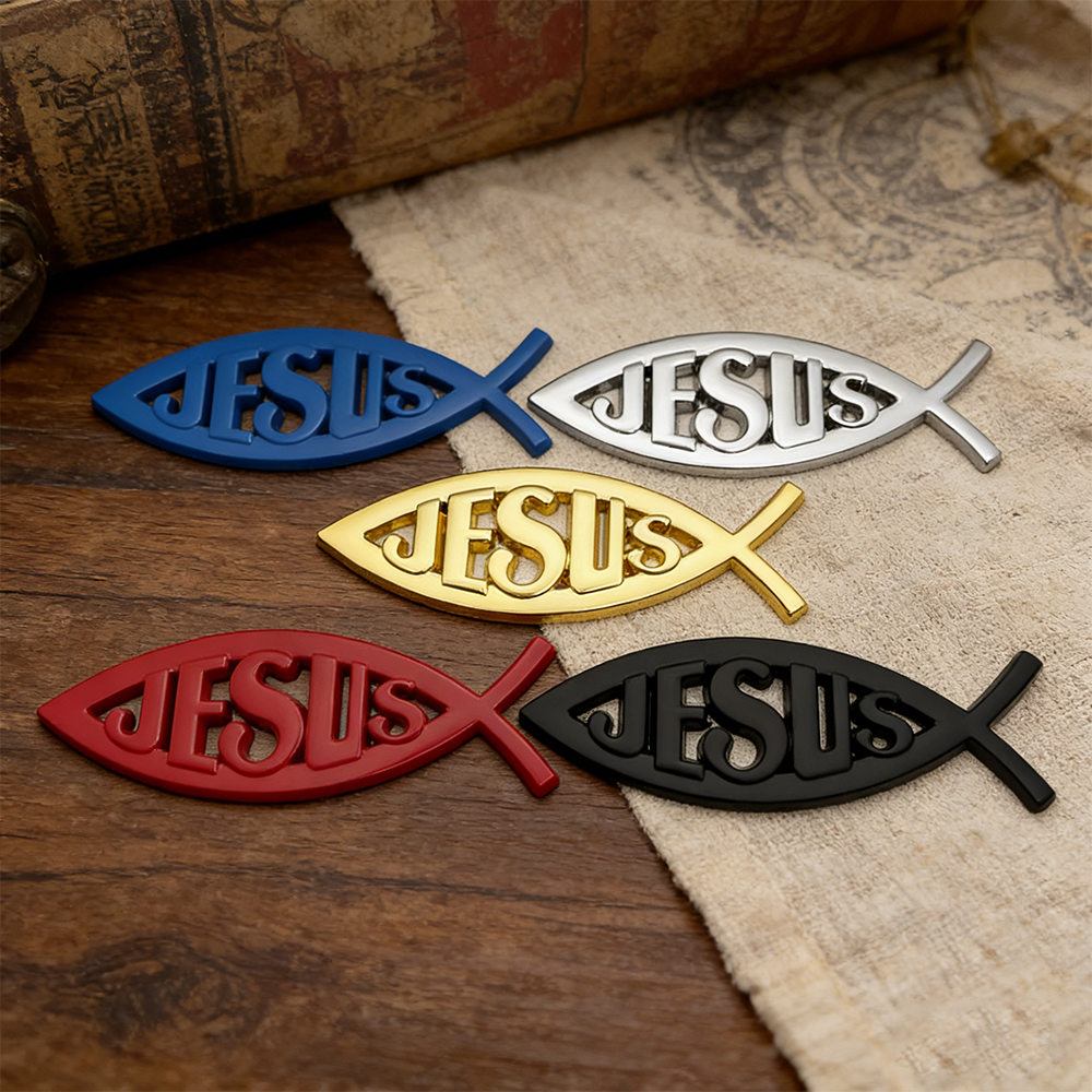 Christian Jesus Fish Metal Car Emblem Badge