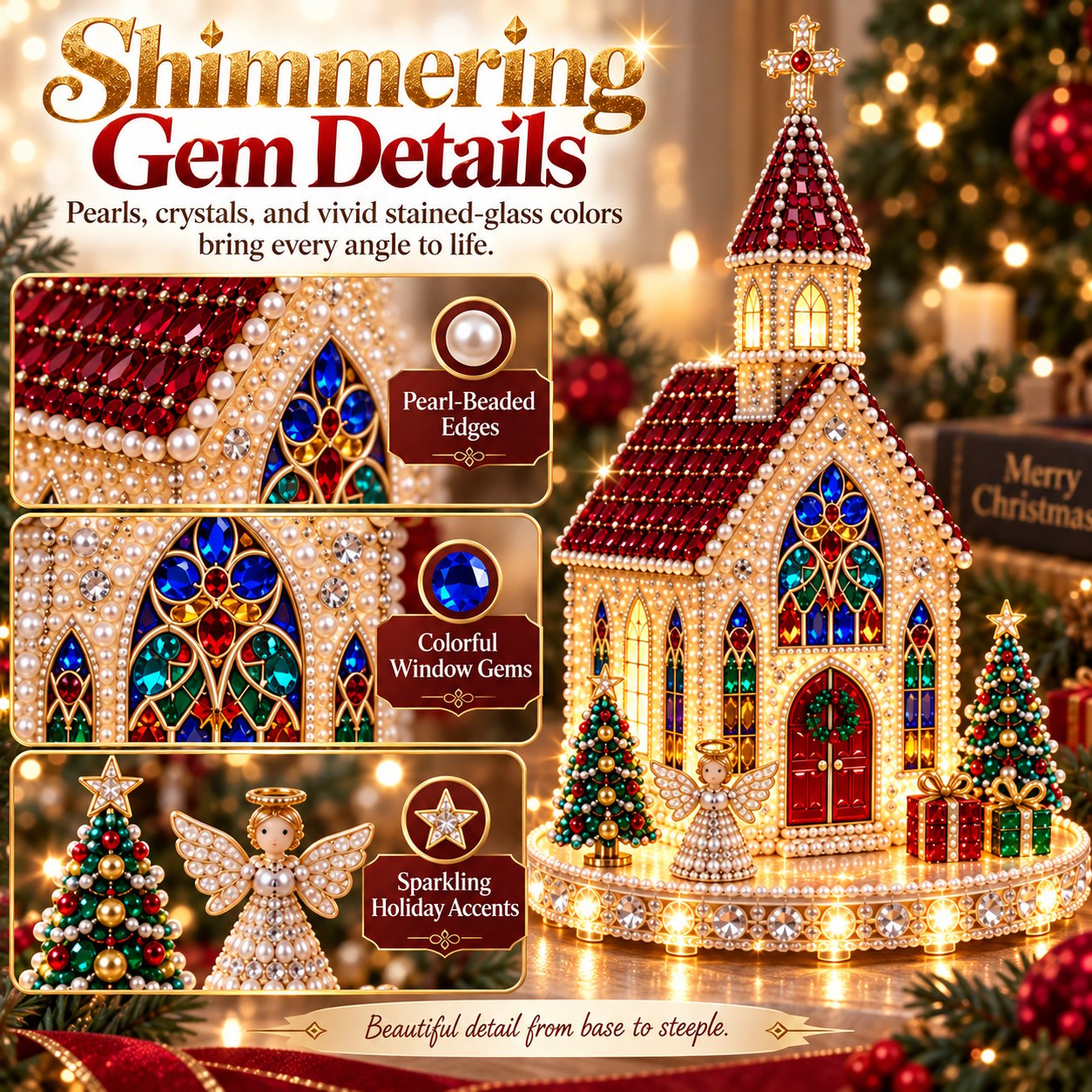 Last Day 70% OFF –✨🔥 Sparkling Christmas Church DIY Gem Art Kit