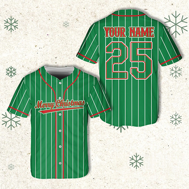 Personalized Name And Number Merry Christmas Teacher Baseball Jersey