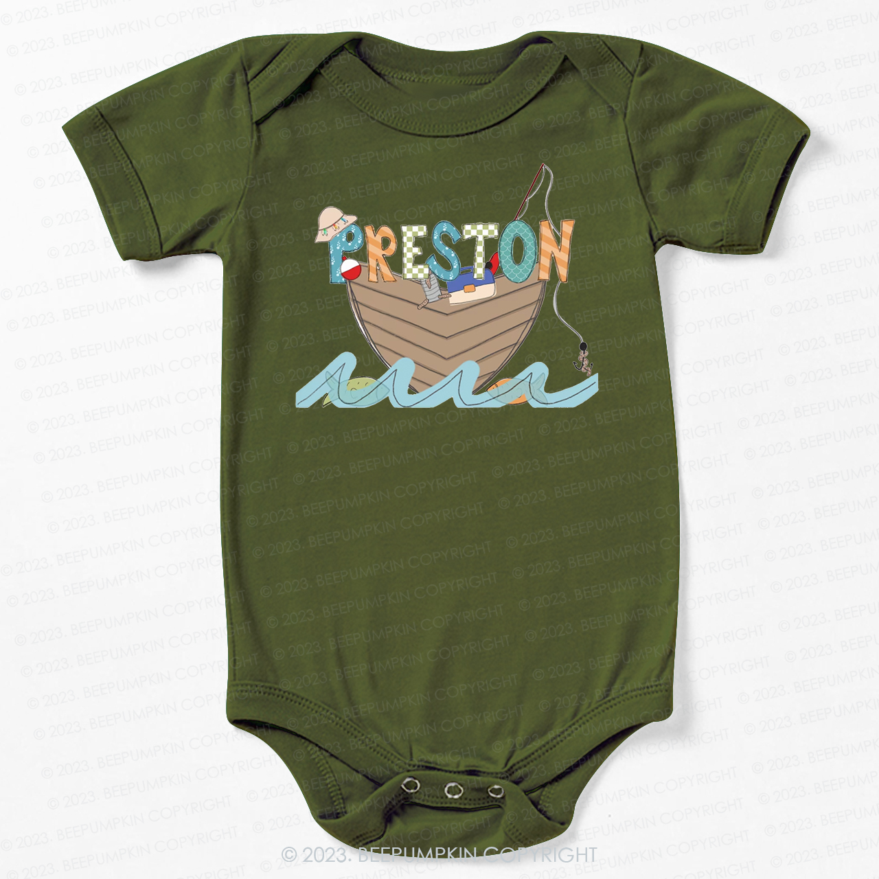 Boat Flowing Water Fishing Bodysuit For Baby