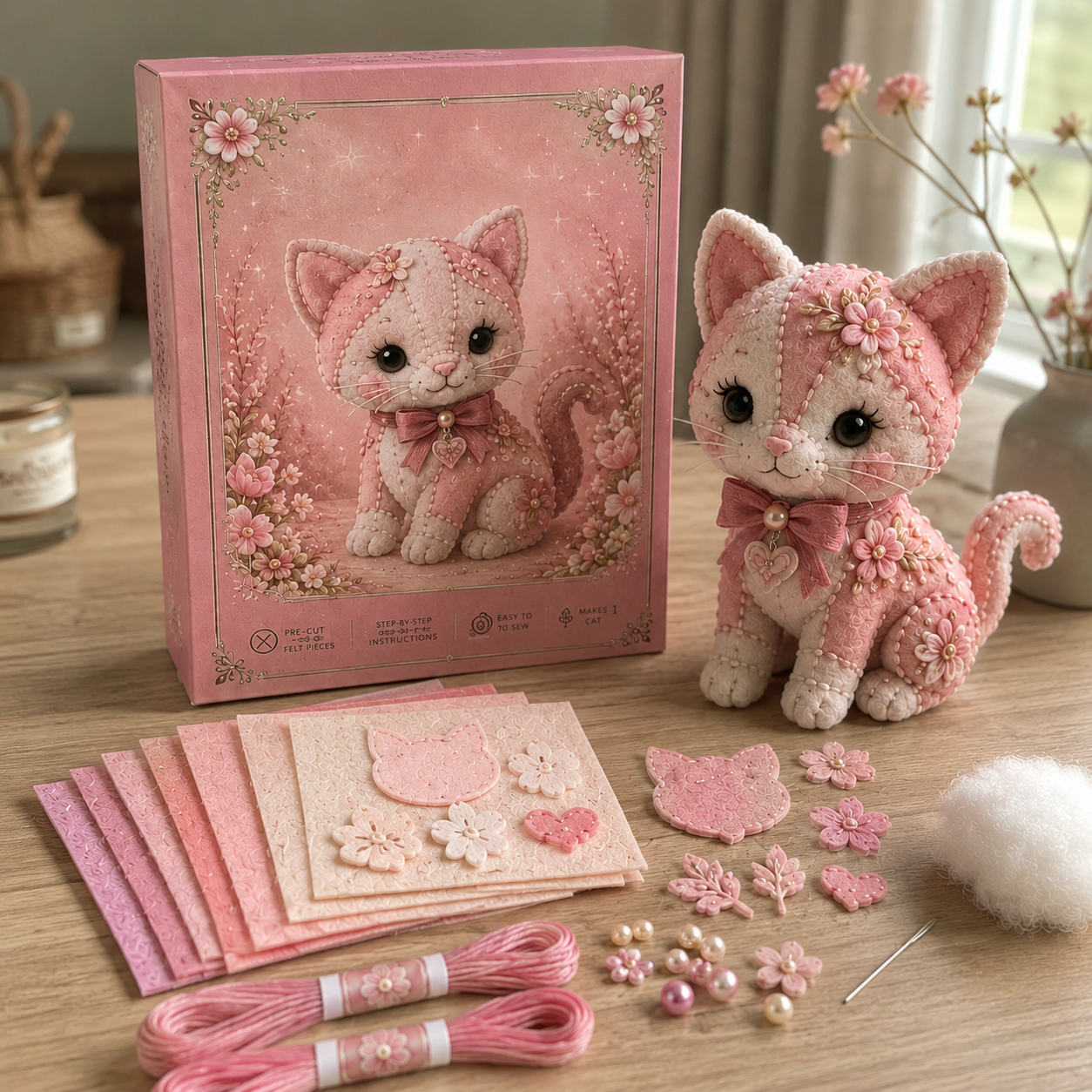 💗Pink Woodland Friends DIY Felt Sewing Kit – Make Your Own Cute Animal