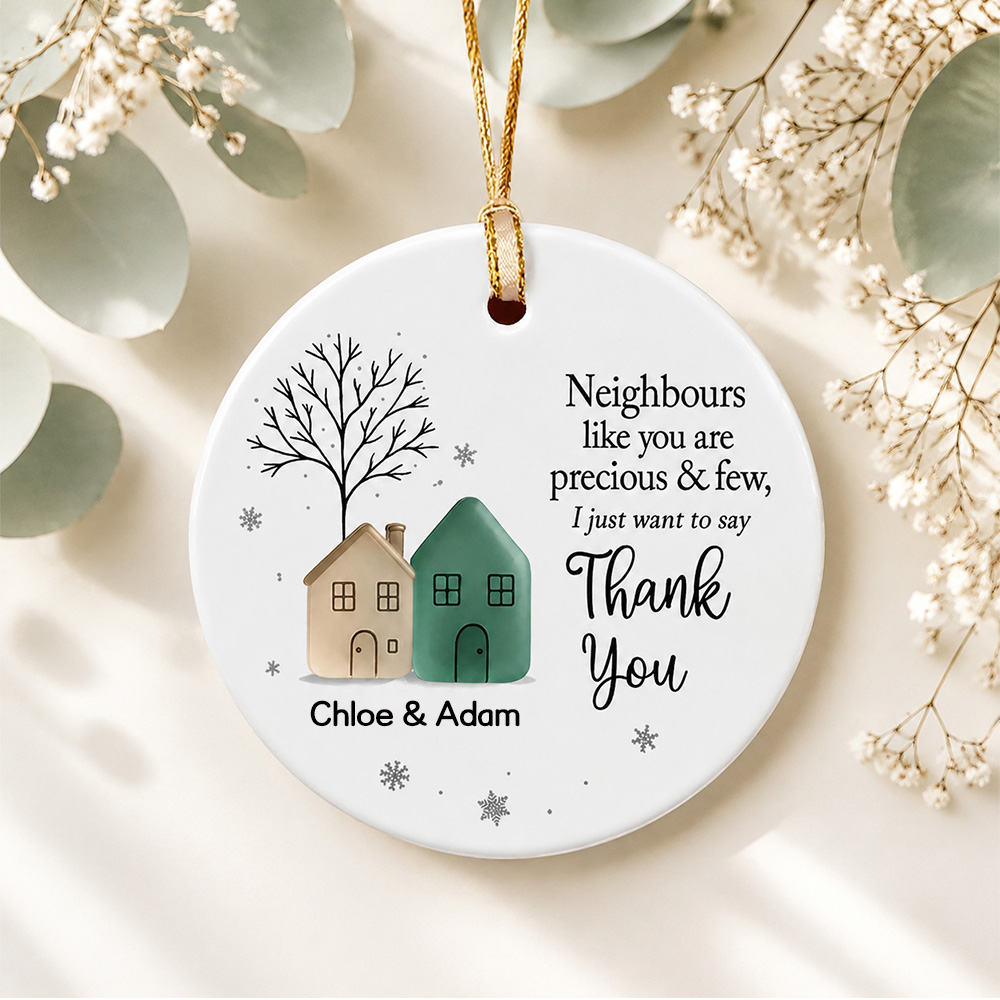 Thank You Neighbors Sea Glass Appreciation Gift - Personalized Ornament - Christmas Thank You Gift