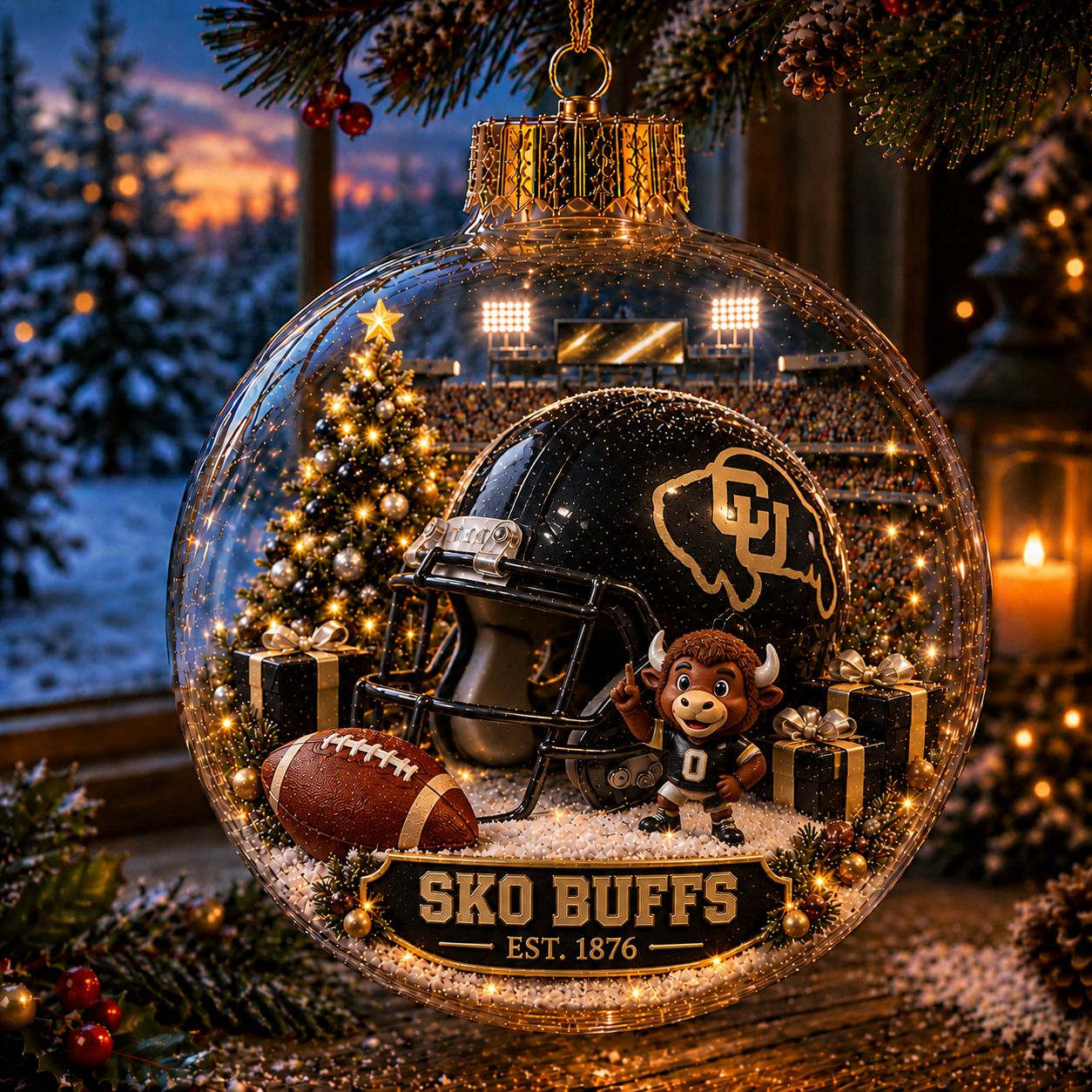 🏈🎄 Light-Up College Football Christmas Ornament