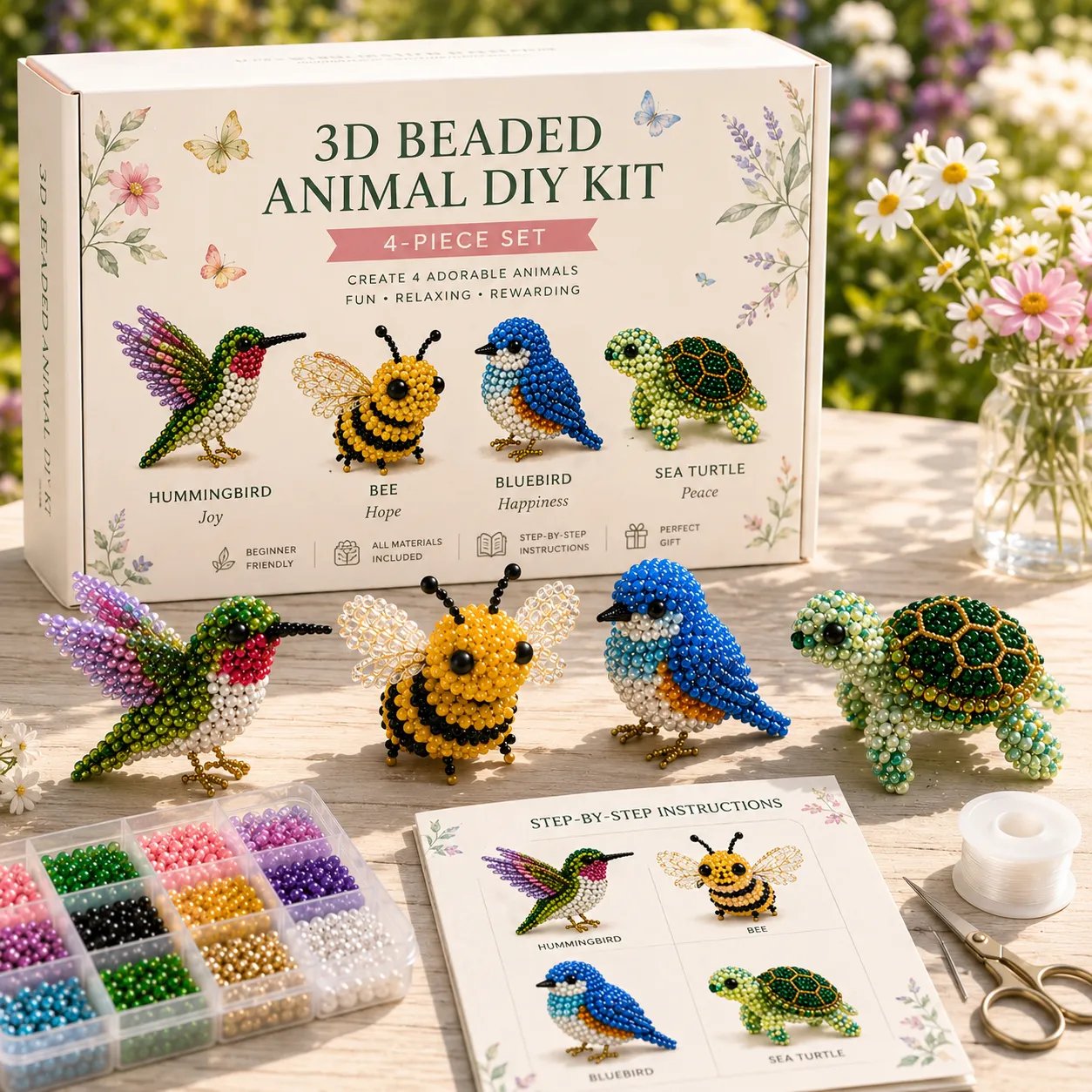 3D Beaded Creature DIY Kit Collection 🐉 Pick Your 4-Piece Set