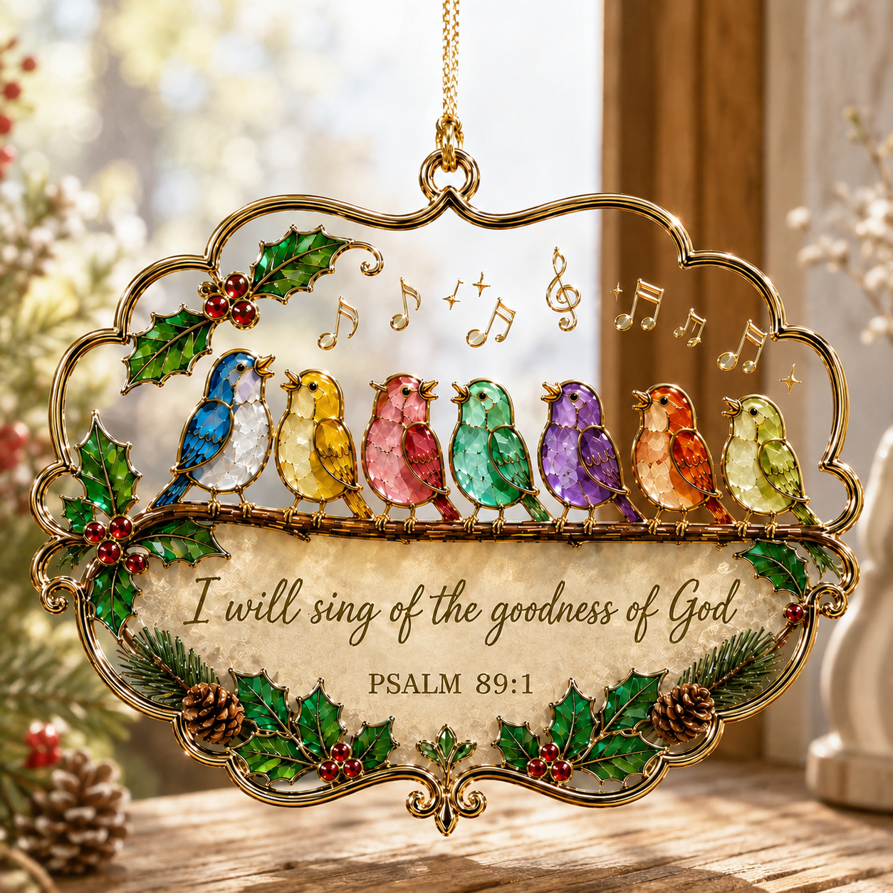 Psalm 89:1 Singing Birds Christmas Ornament