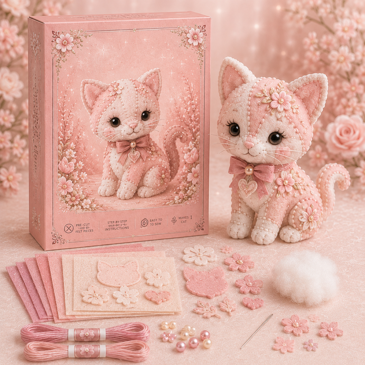 💗Pink Woodland Friends DIY Felt Sewing Kit – Make Your Own Cute Animal