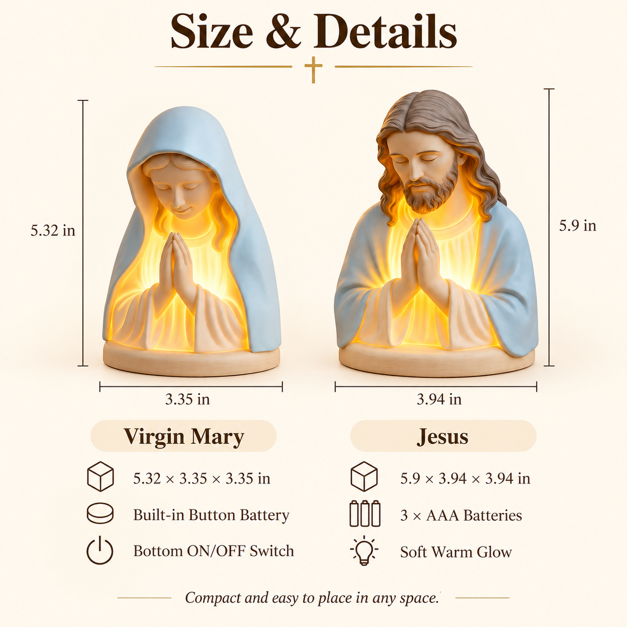 Handmade Resin Christian Prayer Night Light