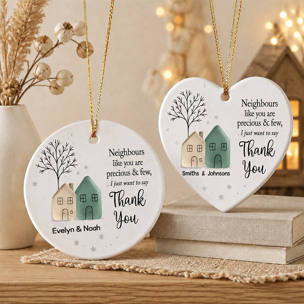 Thank You Neighbors Sea Glass Appreciation Gift - Personalized Ornament - Christmas Thank You Gift