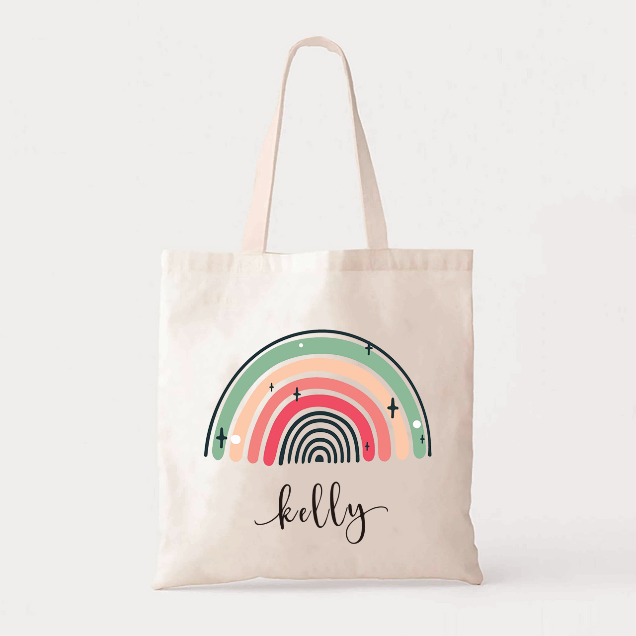 Personalized Colorful Kids Name School Tote Bag