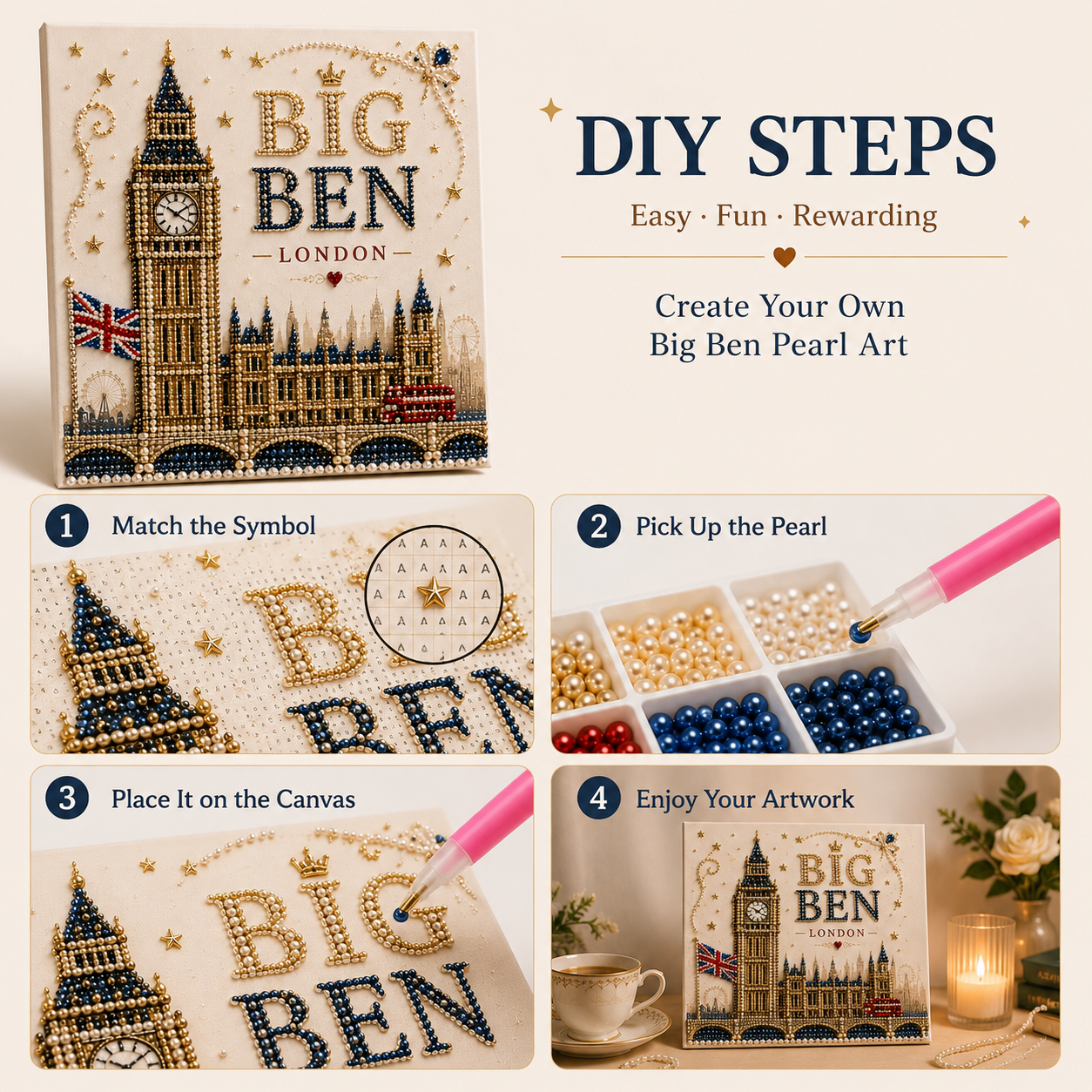 🇬🇧 British Landmarks Pearl Art DIY Kit