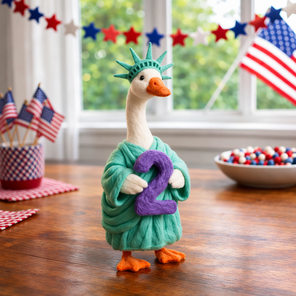 Whimsical "USA 250" Patriotic Geese Centerpiece