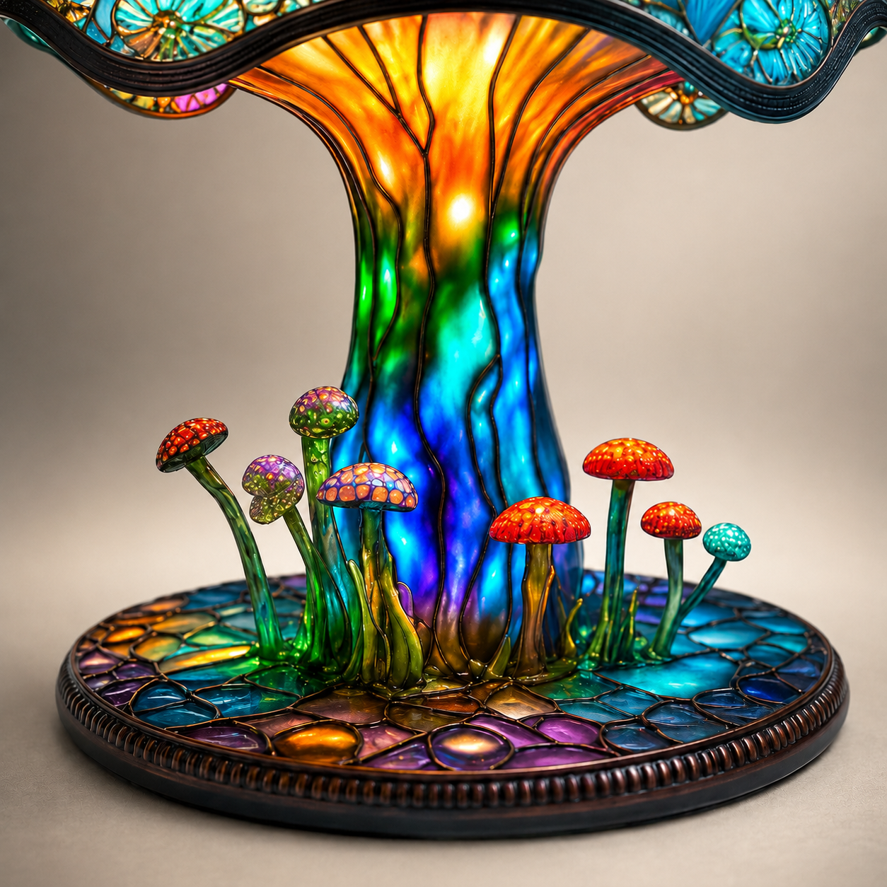 🔥70% OFF 🍄Whimsical Garden Mushroom Lamp – Iridescent Tiffany Style Fantasy Lighting