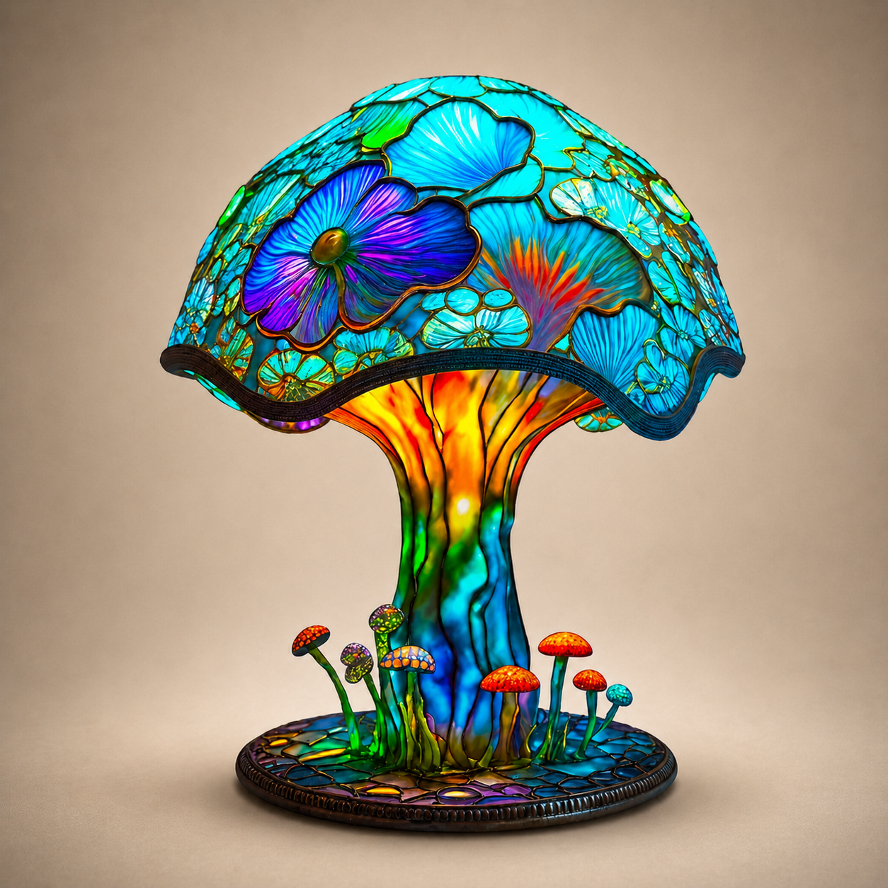 🔥70% OFF 🍄Whimsical Garden Mushroom Lamp – Iridescent Tiffany Style Fantasy Lighting