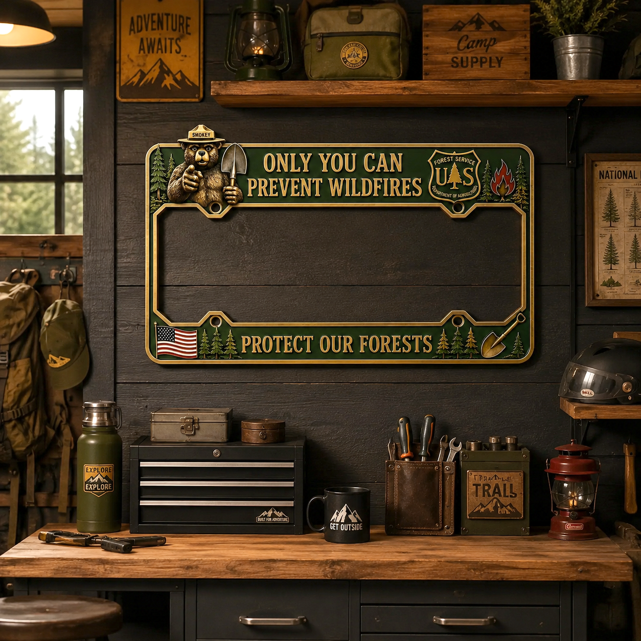 🚗🐻Smokey Bear Only You Can Prevent Wildfires License Plate Frame🎁BUY 2 · GET 20% OFF