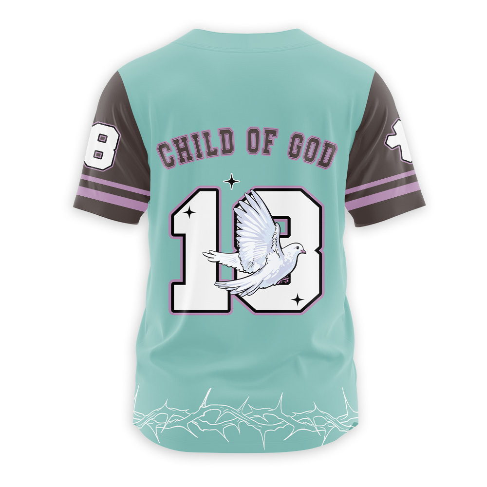 Child Of God Christian Green Baseball Jersey