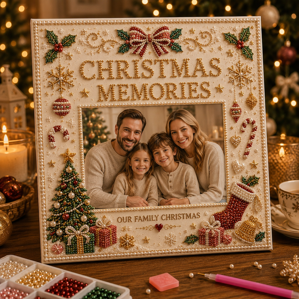 🎄 Christmas Memories DIY Photo Frame Bead Art Kit