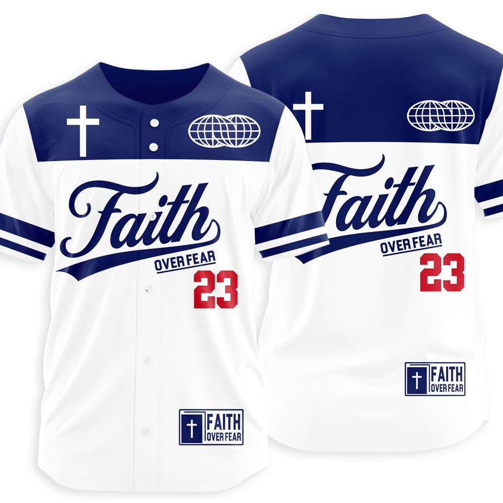 Faith Over Fear Christian Baseball Jersey