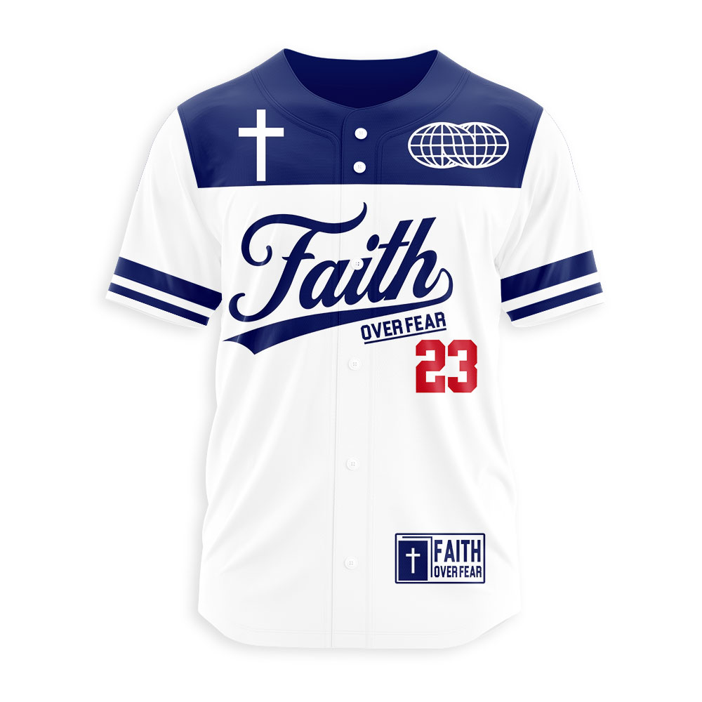 Faith Over Fear Christian Baseball Jersey