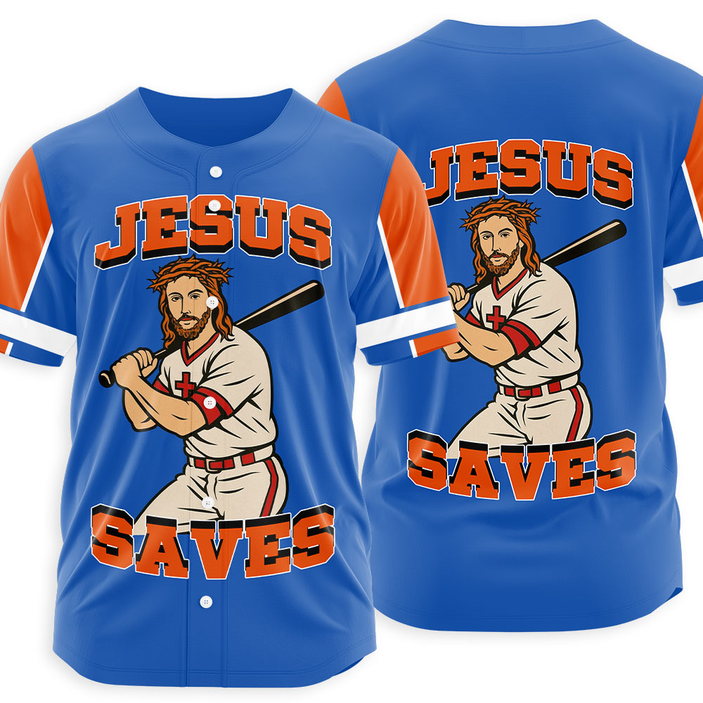 Jesus Saves Christian Baseball Jersey