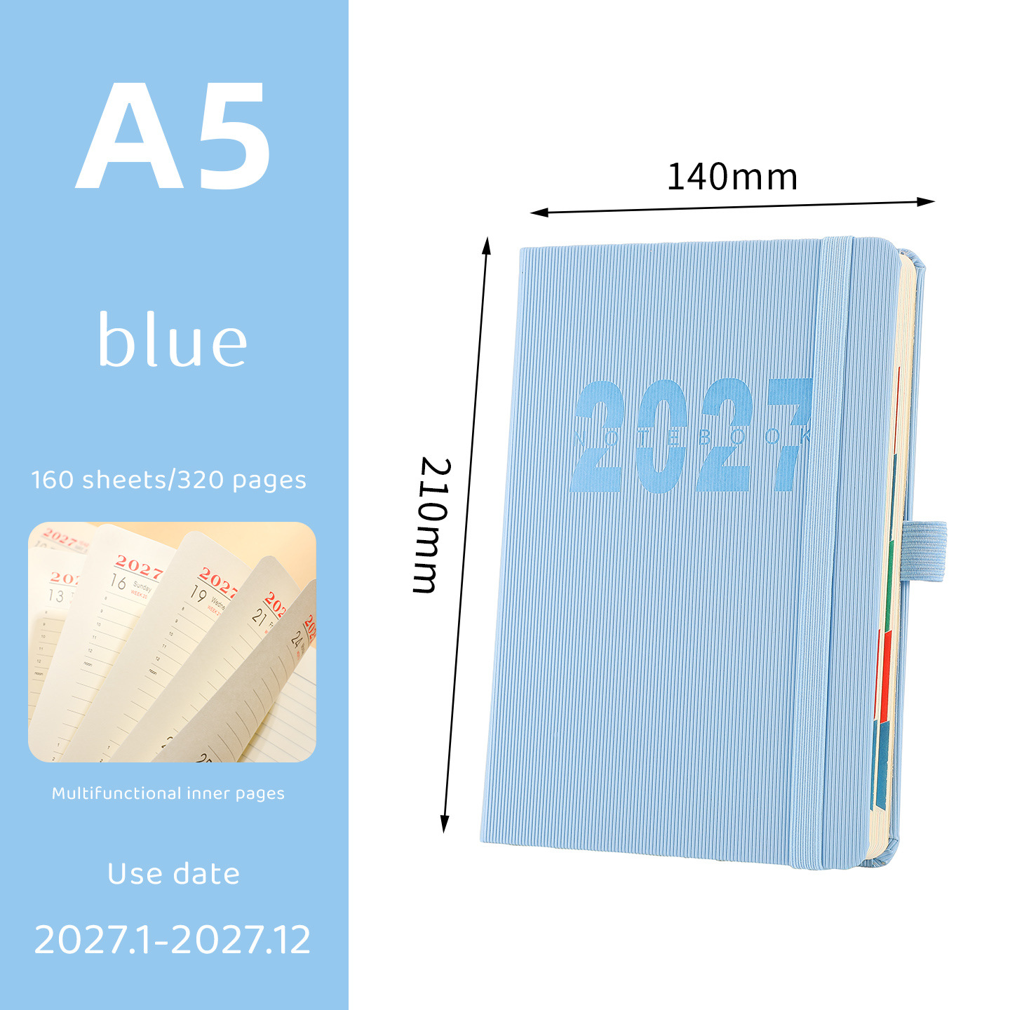 📔50% OFF NOW! 2027 Minimalist Daily Planner Notebook‐ 365‐Day Layout Journal, Lay‐Flat Binding Ink‐Proof Paper PU Cover Agenda for Time Management